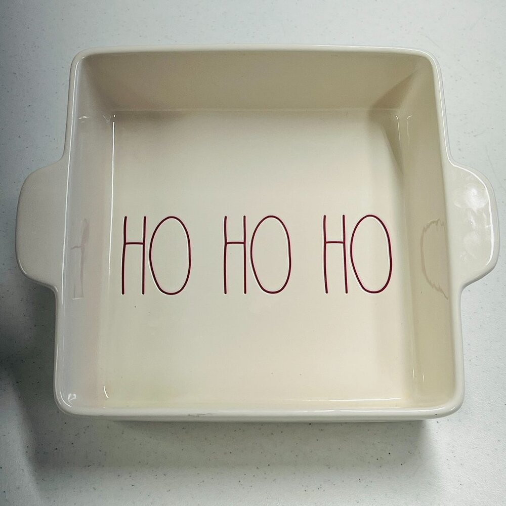 Rae Dunn "HO HO HO" Square Baking / Casserole Dish New Red Print